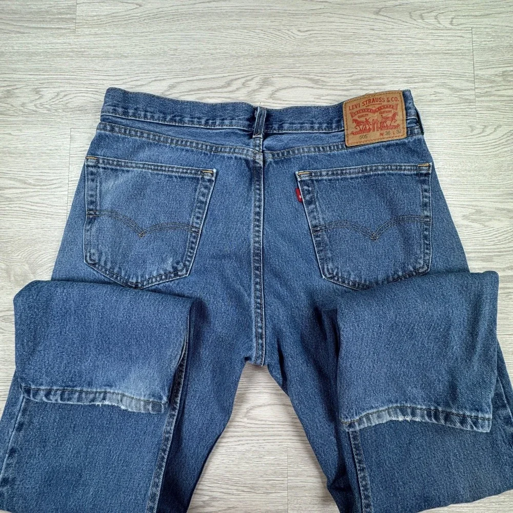 Levi's Men's Jeans 505 Regular Fit Straight Leg Blue‎ W36 L32 Cotton Denim